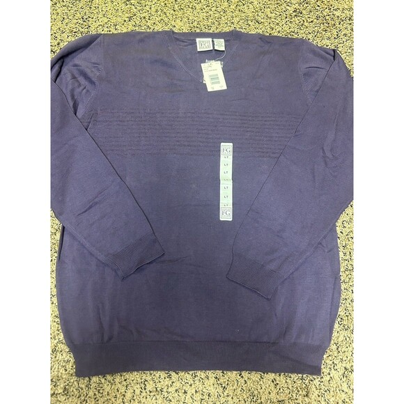 Field Gear V-Neck Sweater Purple LT  w/Chest Stripe Long Sleeve Pullover - Picture 1 of 7